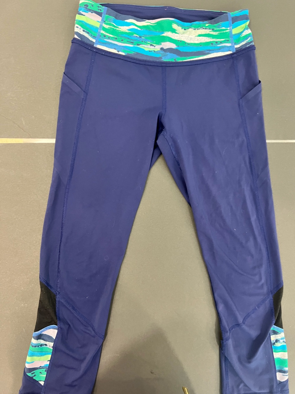 lululemon athletica Navy Leggings with Teal & Aqua Printed Waistband